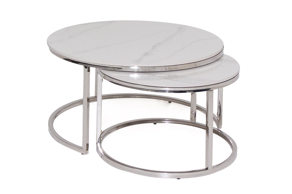 Shilo - White Pura Stone Coffee Tables set of 2