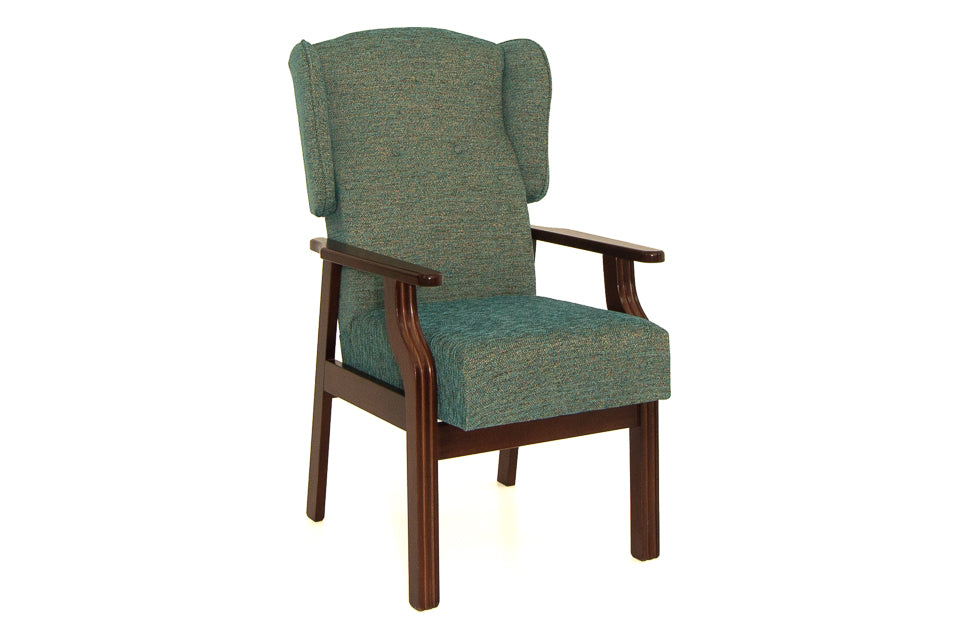 Trim blue and green textured Fabric Fire Side Chair