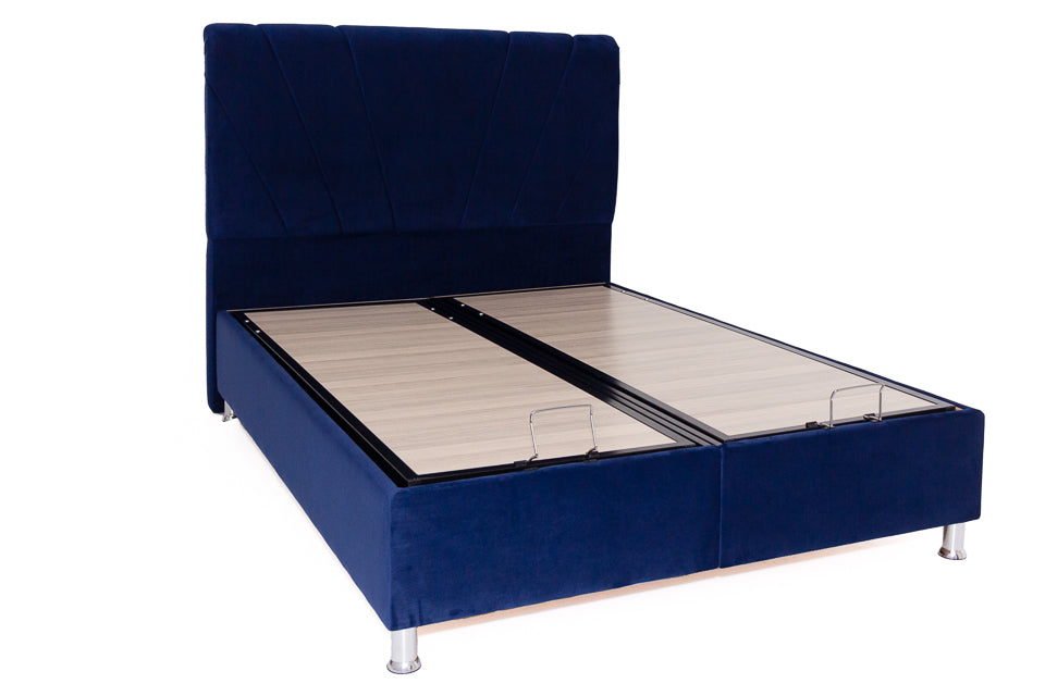 Veria - Blue Fabric 4Ft6In Double Bed Frame