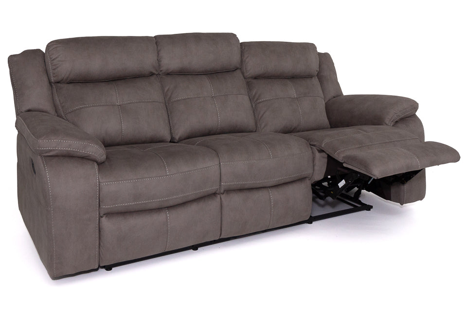 Yvette - Grey Fabric 3 Seater Recliner Sofa