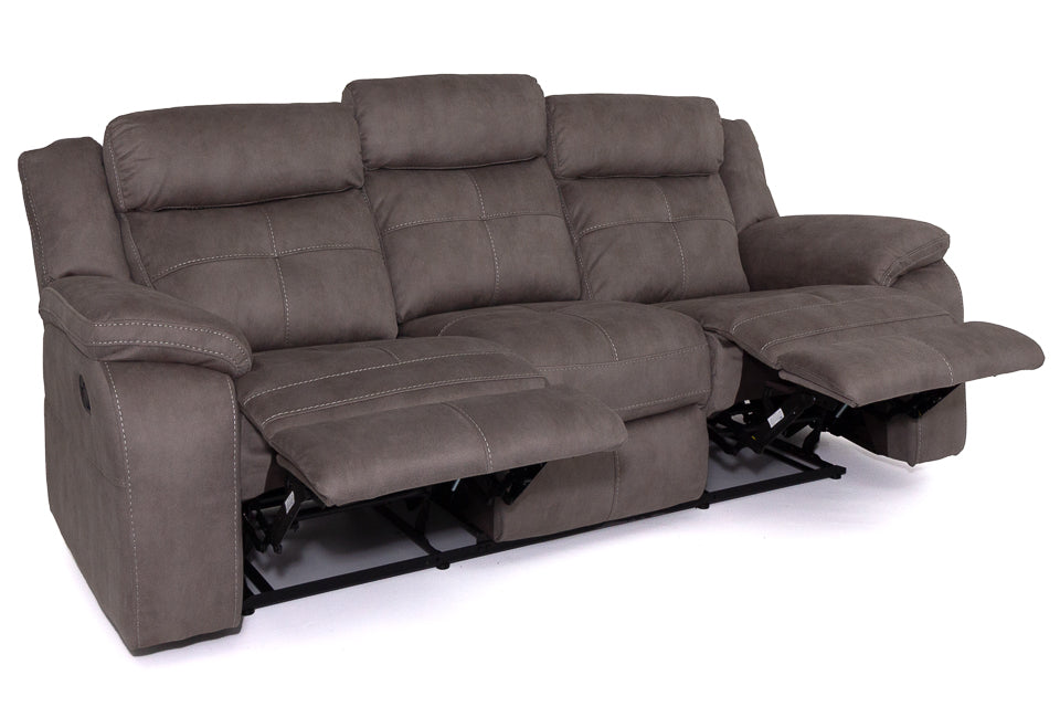 Yvette - Grey Fabric 3 Seater Recliner Sofa