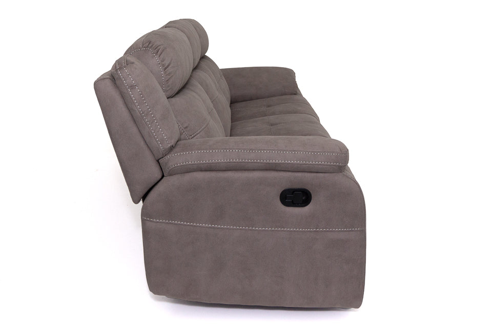 Yvette - Grey Fabric 3 Seater Recliner Sofa