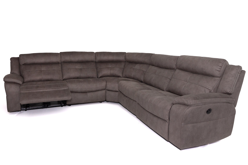 Yvette - Grey Fabric Power Recliner Corner Sofa